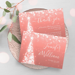 Festive Xmas Tree Rose Gold Wedding Thank You  Enclosure Card