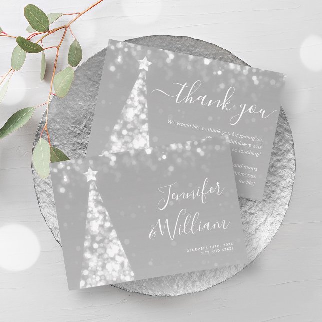 Festive Xmas Tree Silver Wedding Thank You Card (Festive Xmas Tree Silver Wedding Thank You Card)