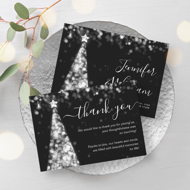 Festive Xmas Tree Silver Wedding Thank You Card (Festive Xmas Tree Silver Wedding Thank You Card)