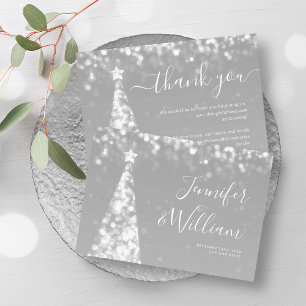Festive Xmas Tree Silver Wedding Thank You Enclosure Card