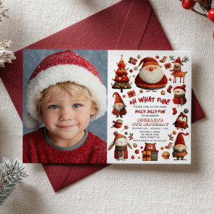 Festive Xmas Whimsical Kids' Birthday Party Photo  Invitation