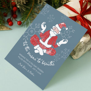 Festive Yoga Santa Season to Breathe Holiday Card