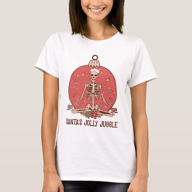 Festive Yoga Skeleton 2023 - Unique Holiday Orname T-Shirt (Front)
