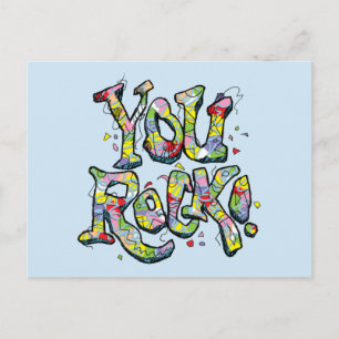 Festive "You Rock!" Lettering Postcard