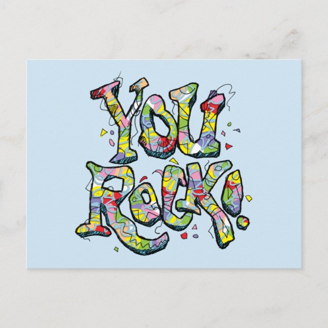 Festive "You Rock!" Lettering Postcard (Front)