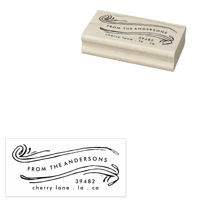 FESTIVE Your Family Name CHRISTMAS Return Address Rubber Stamp (Stamped)