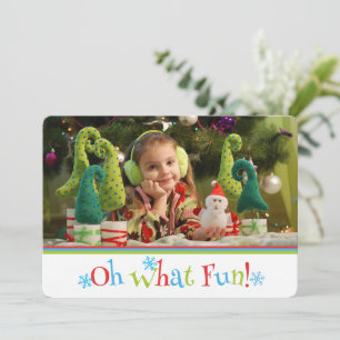 Festivel Modern Oh What Fun" 2 Photo Holiday Card