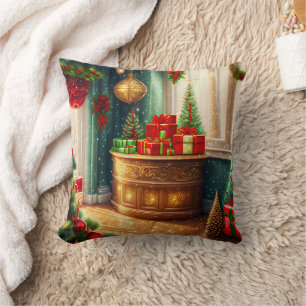 Festively decorated room, traditional Christmas  Cushion