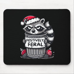 Festively Feral Racoon Christmas Funny Holiday An Mouse Mat