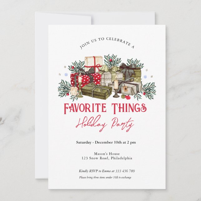 Festives Favourite Things  Invitation (Front)