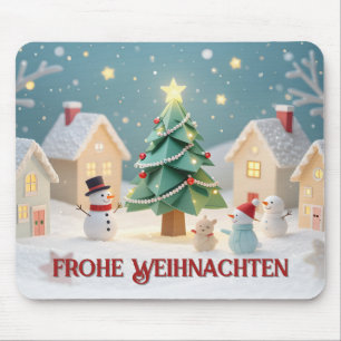 Festliche Weihnachtsszene mit Schneemännern Mouse Mat