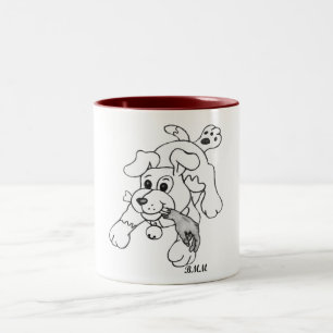 Fetch Boy Funny Dog with Hand Drawing Two-Tone Coffee Mug