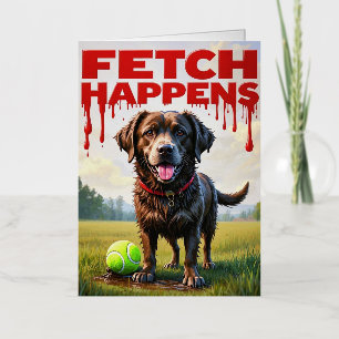 Fetch Happens Humourous dog spiral notebook  Foil Greeting Card