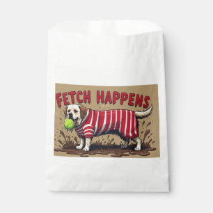 Fetch Happens Humourous poster muddy Labrador dog  Favour Bags