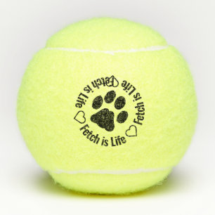 Fetch is Life - Paw Print Hearts Cute Dog Tennis Balls