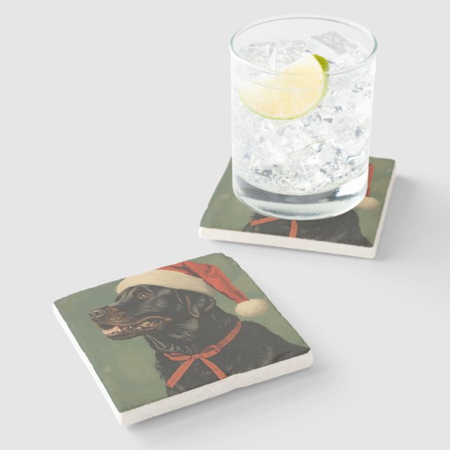 Fetching Through the Snow Stone Coaster (Side)