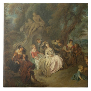 Fête Champêtre, c. 1730 (oil on canvas) Tile