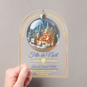 Fête de Noël scène de Noël dans une boule Acrylic Invitations