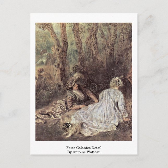 Fetes Galantes Detail By Antoine Watteau Postcard (Front)