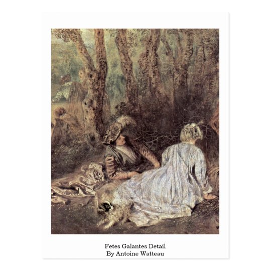 Fetes Galantes Detail By Antoine Watteau Postcard