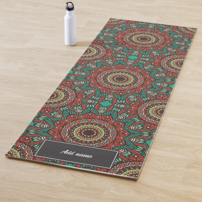 Fethers of Life Mandala pattern retro custom name Yoga Mat (In Situ)