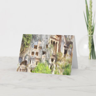 Fethiye Ancient Lycian Tombs Watercolor Card