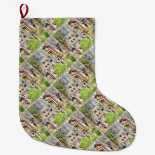 Fethiye Ancient Lycian Tombs Watercolor Large Christmas Stocking