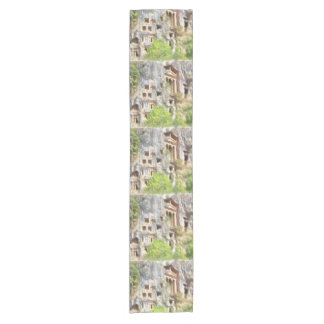Fethiye Ancient Lycian Tombs Watercolor Short Table Runner