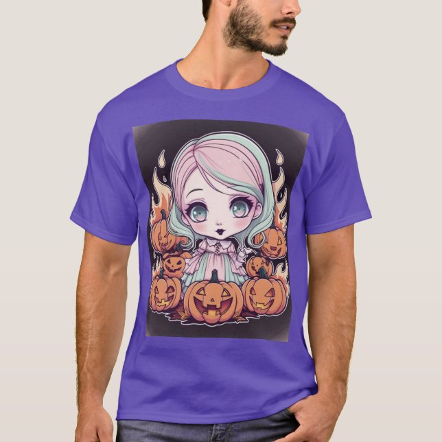 Fetia Fermecat Ilustraie de Halloween cu Dovleci M T-Shirt (Front)