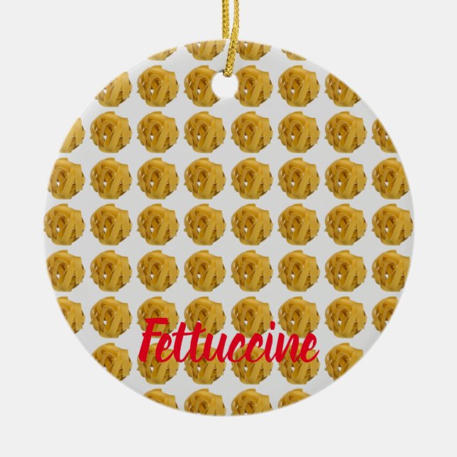 Fettuccine Pasta Noodle Pattern for Food Lover Ceramic Tree Decoration (Front)