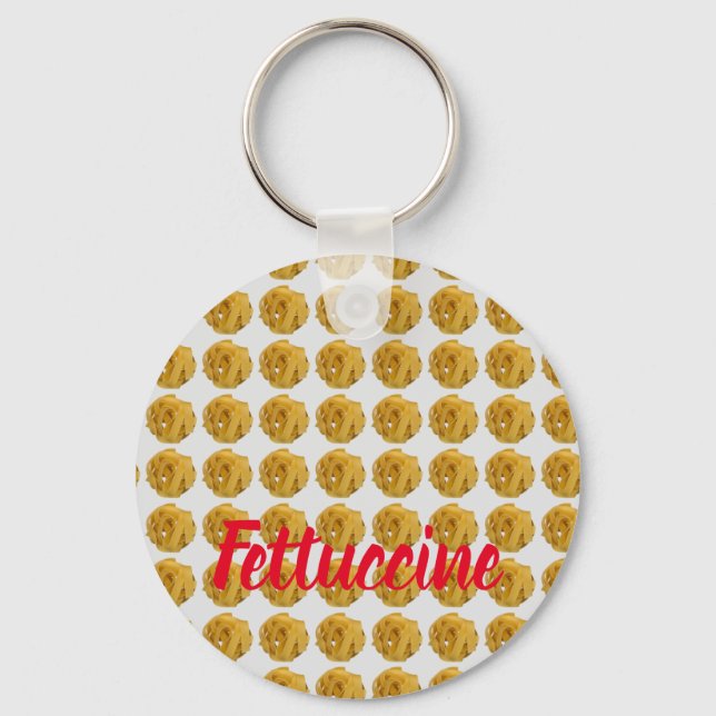 Fettuccine Pasta Noodle Pattern for Food Lover Key Ring (Front)