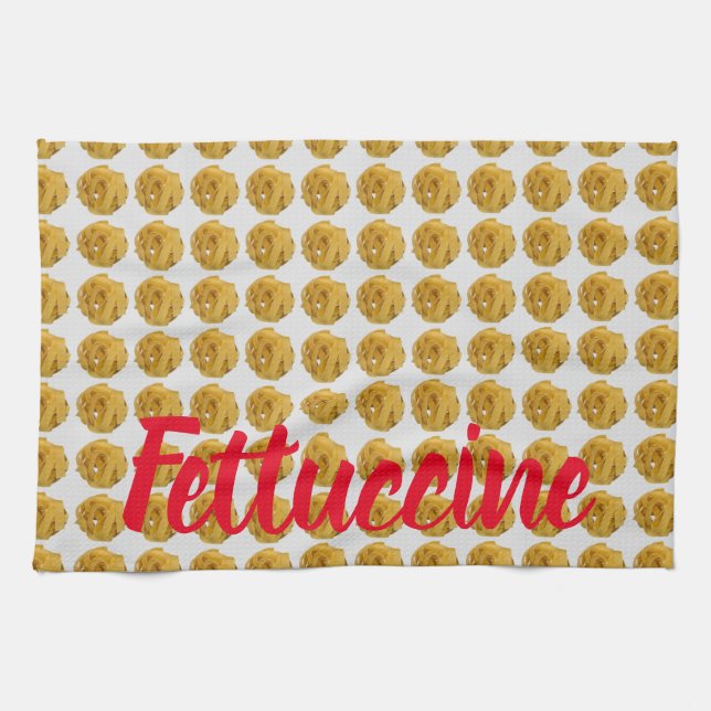Fettuccine Pasta Noodle Pattern for Food Lover Tea Towel (Horizontal)