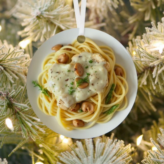 Fettuccini Alfredo Funny Food Christmas Metal Tree Decoration (Insitu)