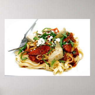 Fettuccini With Roasted Tomato And Basil Poster