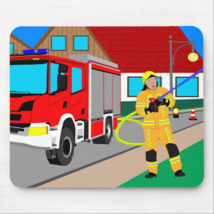 Feuerwehrmann im Feuerwehreinsatz beim löschen Mou Mouse Mat