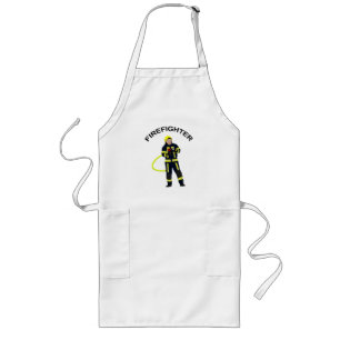 Feuerwehrmann in blauer Einsatzkleidung Lange Schü Long Apron