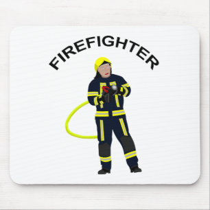 Feuerwehrmann in blauer Einsatzkleidung Mousepad