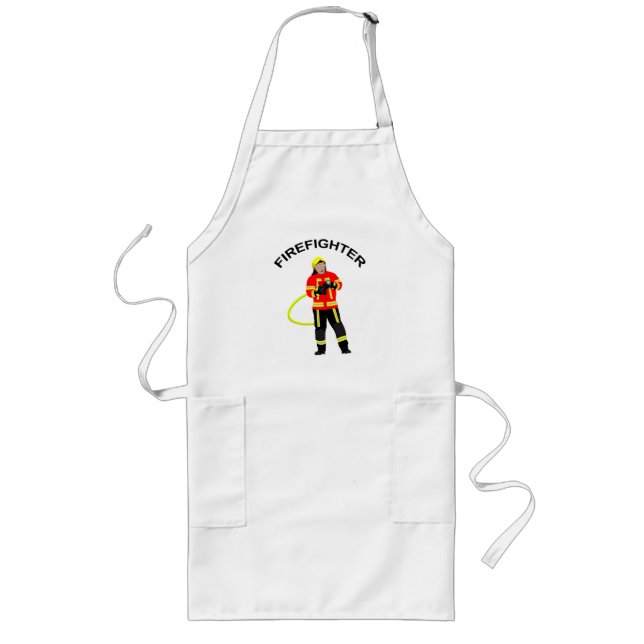 Feuerwehrmann in Einsatzkleidung  Lange Schürze Long Apron (Front)
