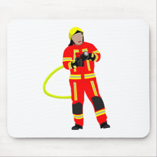 Feuerwehrmann in roter Einsatzkleidung Mouse Mat