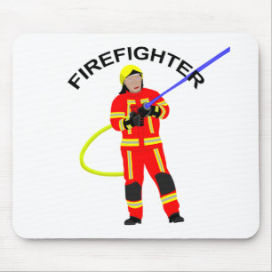 Feuerwehrmann in roter Einsatzkleidung Mousepad