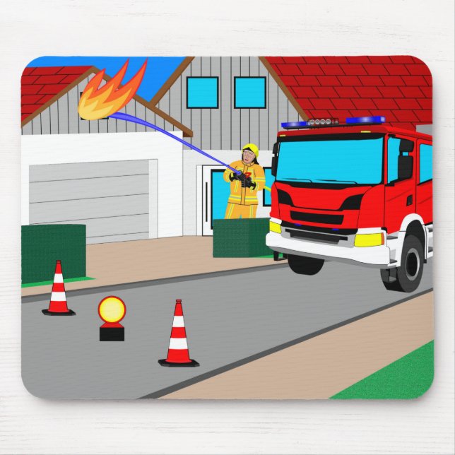 Feuerwehrmann löscht Garagenbrand Mousepad (Front)