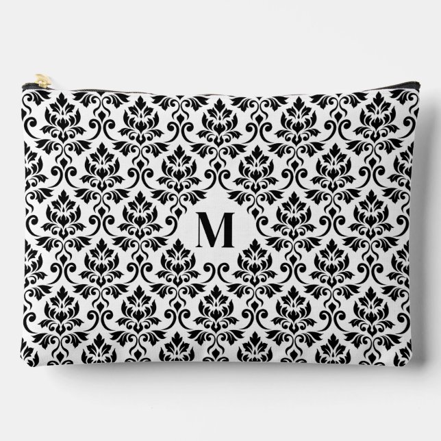 Feuille Damask Black Pattern (Custom) Accessory Pouch (Front)