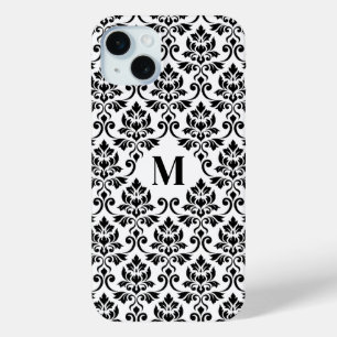 Feuille Damask Black Pattern (Custom) iPhone 15 Mini Case