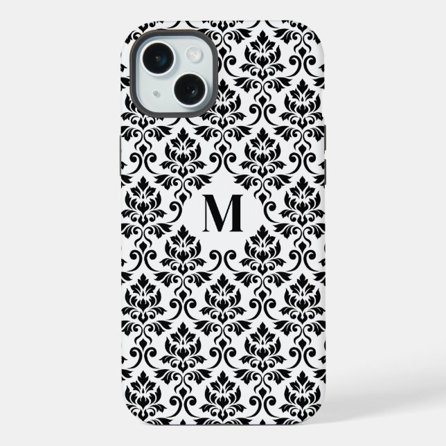 Feuille Damask Black Pattern (Custom) iPhone Case (Back)