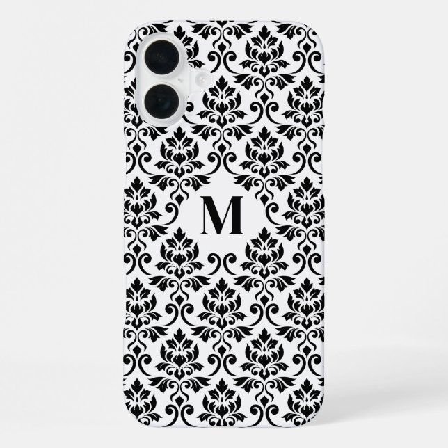 Feuille Damask Black Pattern (Custom) iPhone Case (Back)