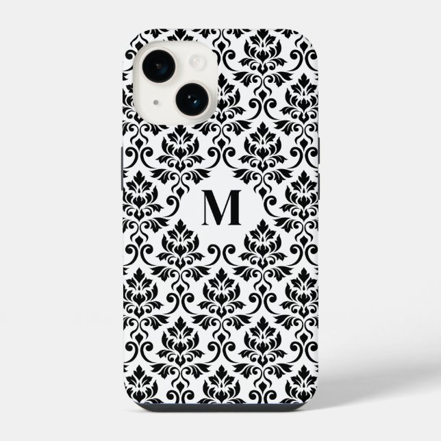Feuille Damask Black Pattern (Custom) iPhone Case (Back)