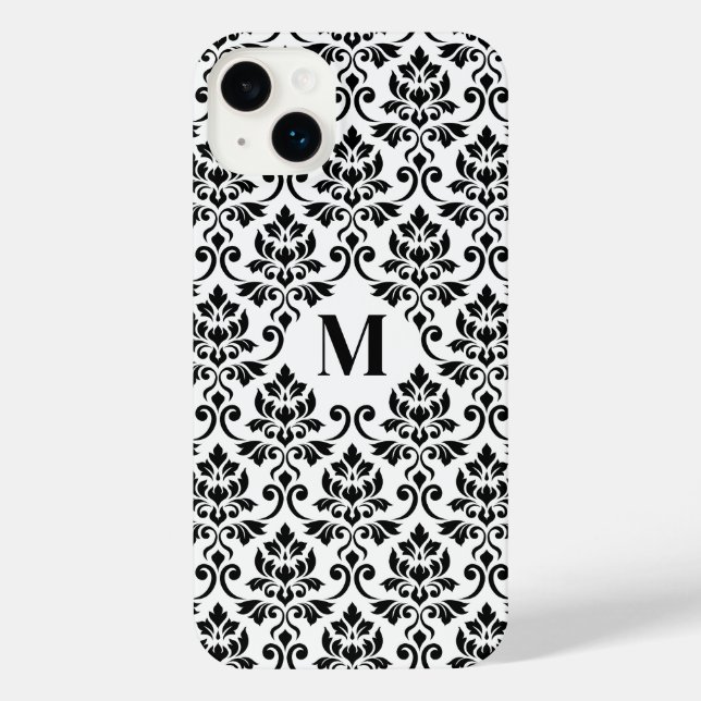 Feuille Damask Black Pattern (Custom) iPhone Case (Back)