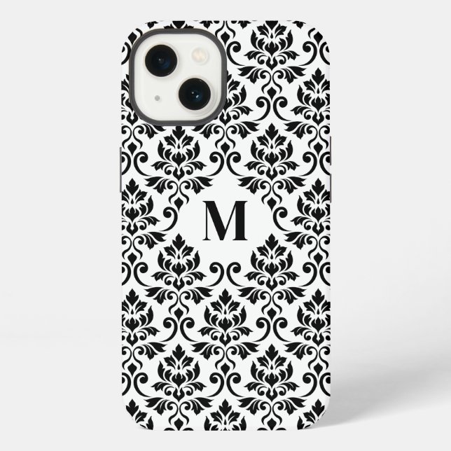 Feuille Damask Black Pattern (Custom) iPhone Case (Back)