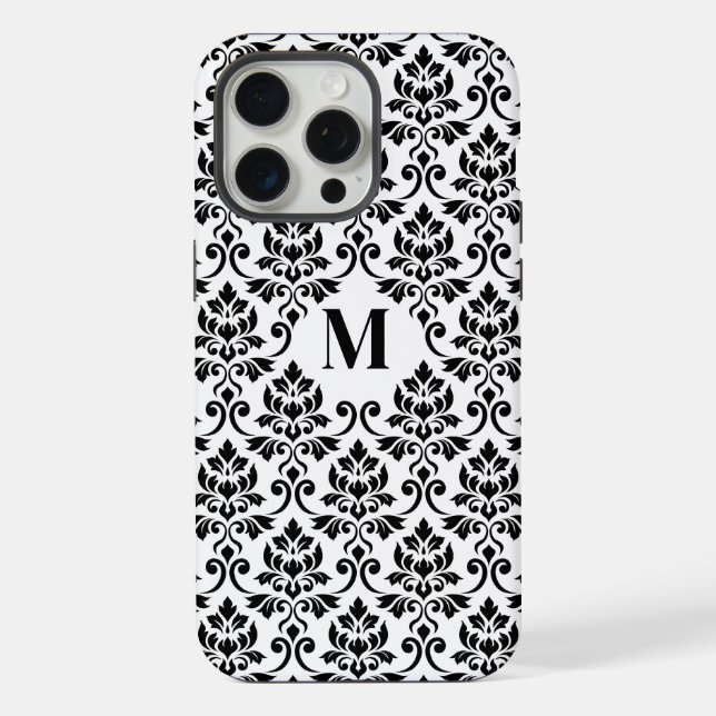Feuille Damask Black Pattern (Custom) iPhone Case (Back)