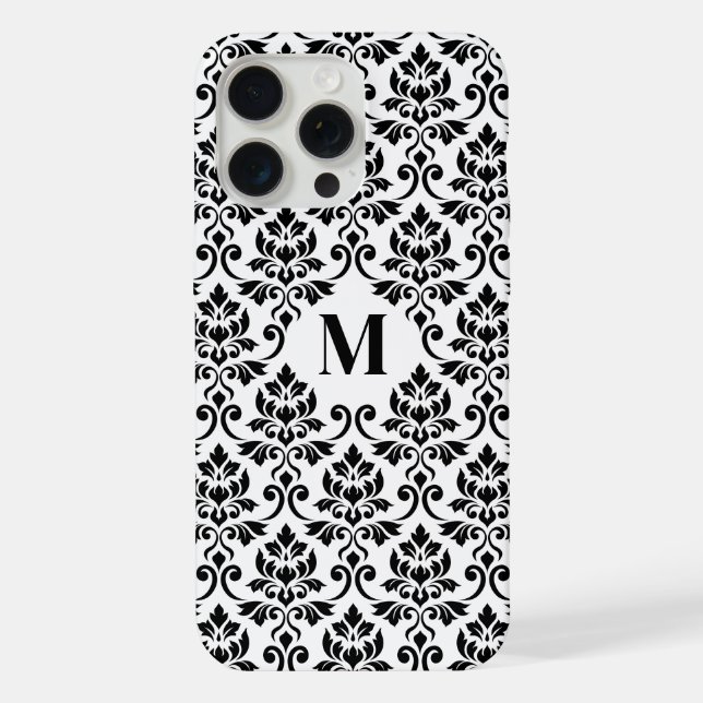 Feuille Damask Black Pattern (Custom) iPhone Case (Back)